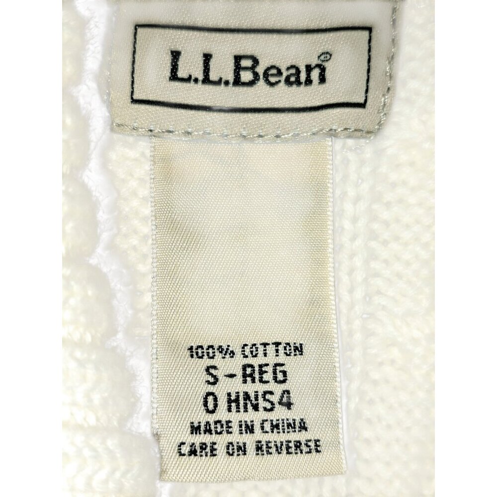 L.L. Bean Womens Small Short Sleeve Cardigan Sweater Cream Cable Knit Button - Picture 4 of 6
